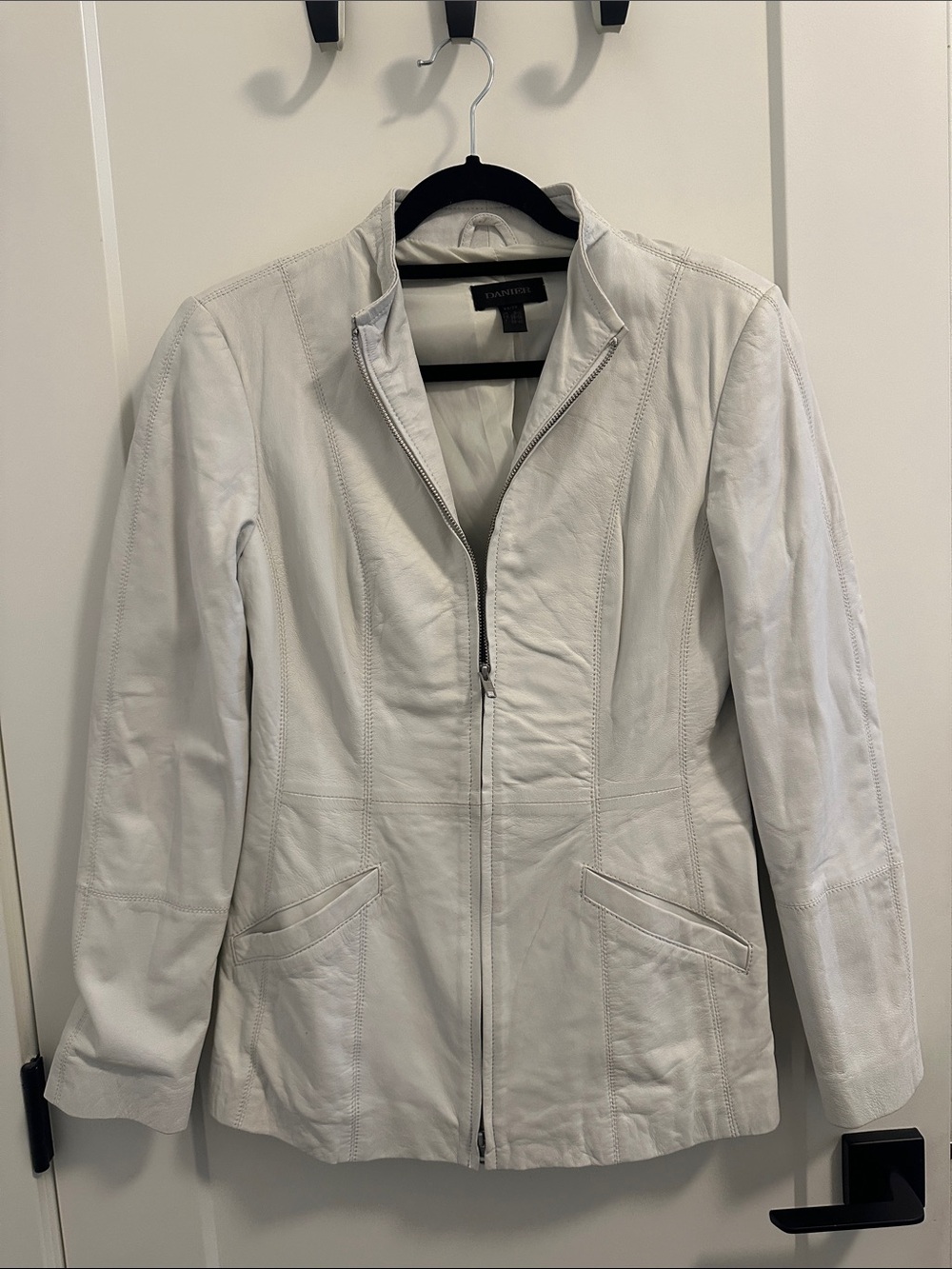 Danier White Leather Zip-Front Jacket
